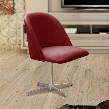 Imagem de Poltrona Decorativa Gaia Giratória Metal para Sala, Quarto, Recepção Bordô