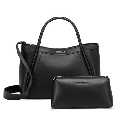 Imagem de NEWBELLA Kelly Bolsa feminina de couro vegano, bolsa de ombro Hobo, bolsa transversal com bolsa combinando, elegante e versátil, Epsom preta, for 13 inch laptop