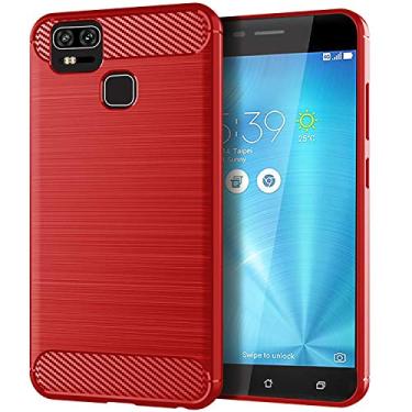 Imagem de NEKOYA Capa ASUS ZenFone Zoom S, com sensação suave, proteção total, anti-arranhões e impressões digitais + capa de celular resistente a arranhões para ASUS ZenFone Zoom S vermelha