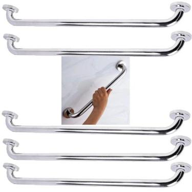 Imagem de Alça Barra Apoio Inox 70cm Kit 5 Uni Acessibilidade Idoso Criança Gest