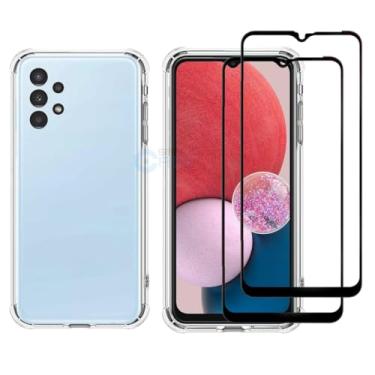 Imagem de Capa A13 4g, Capinha Anti Impacto e 2x Pelicula Vidro 3D Para Samsung Galaxy A13 Case Transparente Proteção de Câmera