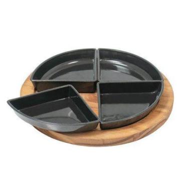 Imagem de Petisqueira Madeira Pinus c/ Acrílico Preto - WebStok