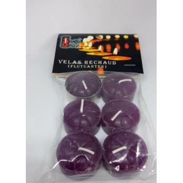 Imagem de 6 velas rechaud flutuante roxa decoração com porta-vela - Santa Cruz