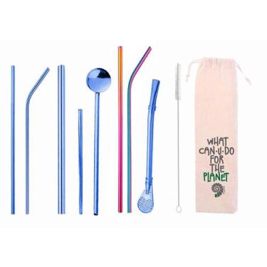 Imagem de Kit 10 em 1 - Canudos variados em Inox - CAN.U.DO, Azul