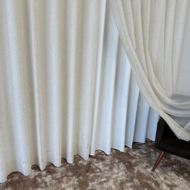 Imagem de Cortinha De Linho Com Forro Microfibra Para Quarto Sofisticada Medida 