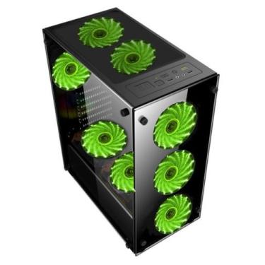 Imagem de Gabinete Gamer Vidro Usb3.0 Xway 01150 Com 8 Fan Cooler, Verde