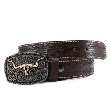 Imagem de Cinto Estilo Muladeiro Cowboy Country com Fivela Rústica em Couro Unis