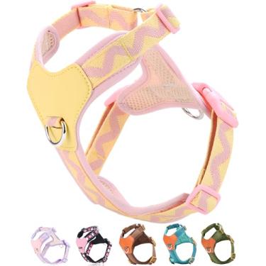 Imagem de Peitoral rosa para cães pequenos, sem puxão, com 2 clipes de trela, peitoral para filhotes, peitoral para cães (rosa, P)