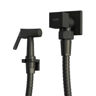 Imagem de Ducha Higiênica Chuveirinho Quadrada Metal Preta - CIVITT