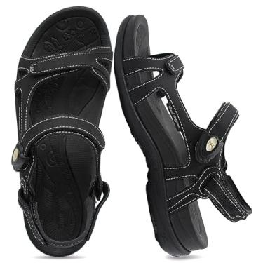 Imagem de Sandália com assinatura Gold Pigeon: chinelos ergonômicos, chinelos e sandálias femininas para caminhada confortável, 9179 Black Beige, 6.5-7