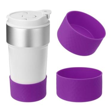 Imagem de PATIKIL Bota de silicone para garrafa de água, 2 peças, mangas protetoras de garrafa de água de 7 cm, 340 a 680 g, capa inferior antiderrapante, acessório protetor para garrafas de água esportivas,