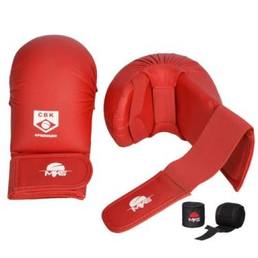 Imagem de Kit Luva De Karatê Vermelha GG + Bandagem MKS Combat
