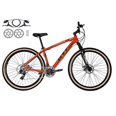Imagem de Bicicleta Aro 29 Gti Roma Alumínio 21v Freios a Disco Hidráulicos Garfo Suspensão com Pneu Faixa Bege (Laranja, 15)