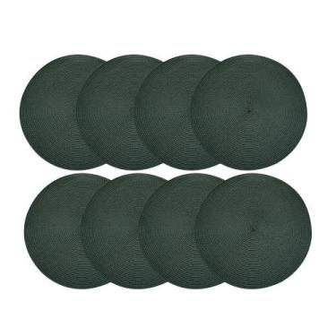 Imagem de Jogo Americano Redondo 8 Lugares Fresno Espiral Verde Militar Sousplat