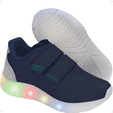 Imagem de Tênis Infantil Menino Kidy Light Fun LED Marinho 28