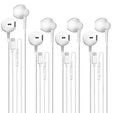 Imagem de USB Type C Headphone 4 Pack, USB C Earphones Type C Headphones Stereo with Microphone Volume Control Compatible with Samsung Galaxy S20+/S21/S20/Google Pixel/OnePlus/Xiaomi and Android Smartphones