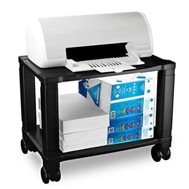 Imagem de Home-Complete Suporte para impressora de 2 andares embaixo da mesa para fax, scanner, impressora, materiais de escritório - compacto e móvel com rodas para armazenamento portátil