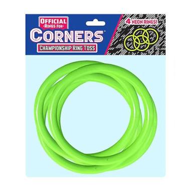 Imagem de CORNERS Championship Ring Toss – Conjunto de anéis oficial de 4 peças para uso interno e externo. Anéis flexíveis de polipropileno para brincadeiras internas e externas. Conjuntos verde, laranja e