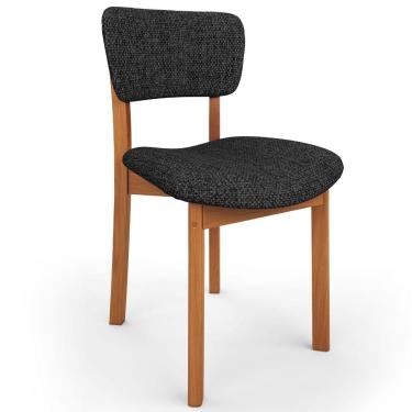 Imagem de Cadeira Dara para Sala de Jantar Estrutura em Madeira Estofada em Linho Cinza Estilo Cl...