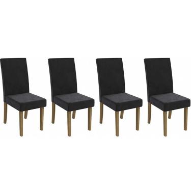 Imagem de Cadeira Sala De Jantar 2cad131fr Kit 4 Un Freijo-suede Preto A038 - Kappesberg