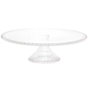 Imagem de Prato Para Bolo Pearl Com Pedestal Em Cristal 31 Cm Wolff Transparente