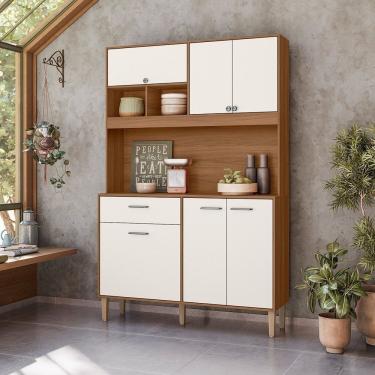 Imagem de Armário De Cozinha 6 Portas 1 Gaveta Erva Doce 120 Ipê/off White