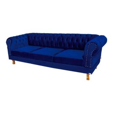Imagem de Conjunto com 2 Sofás Chesterfield Duque 3 lugares 1,80 - Suede Azul Ma