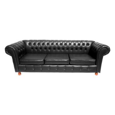 Imagem de Conjunto c/ 2 Sofás Chesterfield Capitone Luis XV Corano Preto 2M / De
