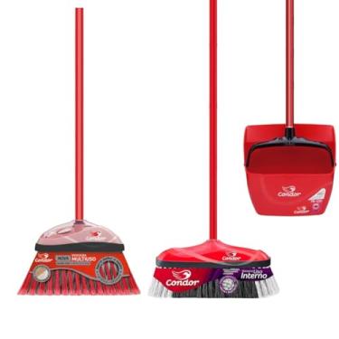 Imagem de Kit Limpeza 1 Vassoura Varre Muito 1 Vassoura Varre Fácil 1 Pá De Lixo Com Caçamba Condor