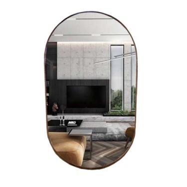 Imagem de Espelho Oval 76x43 cm + 1 Prateleira Incolor 10x20 - Landi, Caramelo