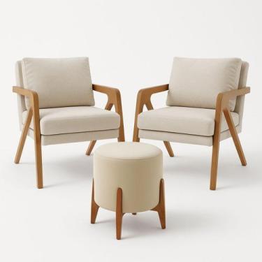 Imagem de Kit 2 Poltrona Decorativa Puff Sala Moderno Escritório Aira - Online C