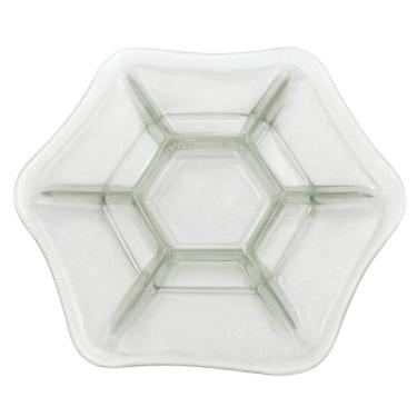 Imagem de Petisqueira travessa vidro com divisória premium porta frios doces petiscos (cestavada 7 divisórias)