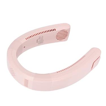 Imagem de ZJchao Ventilador Portátil de fã de Lâmina Vestível de Pescoço Com Turbinas de Dupla Camada 4000-5500rpm Dual Canal de Entrada de Ar 4000mAh Bateria USB Charging para a Escola Em Casa (Róseo)