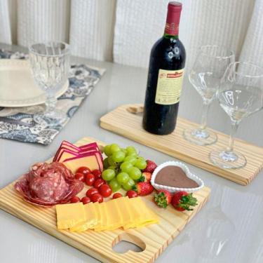 Imagem de Kit Tábua de Frios Coração Quadrada Mesa Posta Madeira Pinus - Ligna D