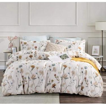 Imagem de Conjunto de edredom SLEEPBELLA Queen Size 600 TC de algodão branco flo