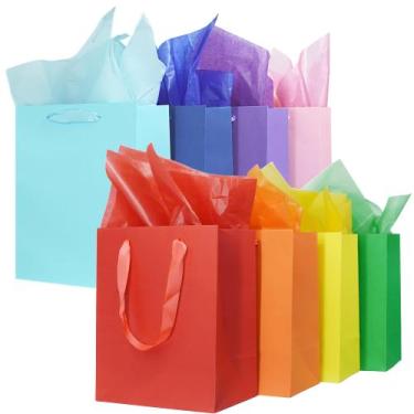 Imagem de Sacos de presente MOXARYSU Medium Kraft Paper 8x13x25cm com alças