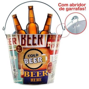 Imagem de Balde De Gelo Para Cerveja Estampado Em Metal Galvanizado 4,8 Litros -
