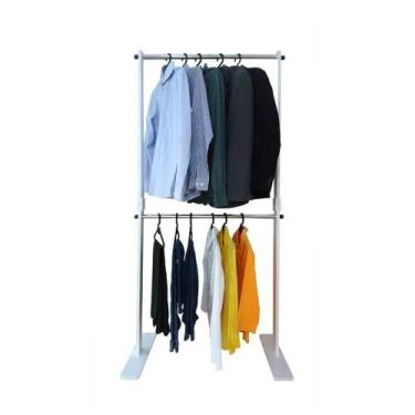 Imagem de Cabideiro Piso Chão Arara Camiseiro Desmontável Duplo Branco Laca - FO