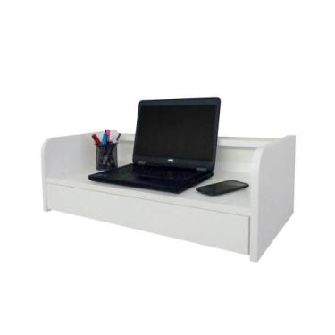Imagem de Escrivaninha Suspensa Bancada Com Gaveta Mesa Notebook Branco - FORMAL