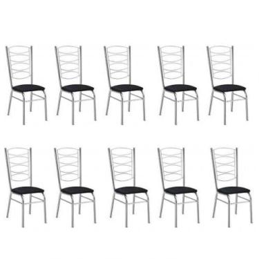 Imagem de Kit 10 Cadeiras Gisele Cromada Com Reforço-assento material sintético 