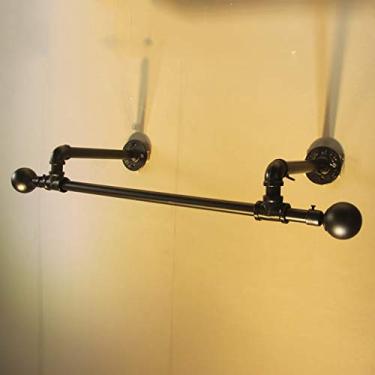 Imagem de CUTPOIY Prateleira de exibição de roupas de tubo de ferro estilo industrial Rack de exibição de roupas comerciais para uso doméstico, varejo, montado na parede (tamanho: 8030 cm) (80 * 30 cm)