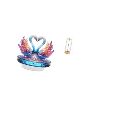 Imagem de Fenteer Centro de Mesa de Acrílico com Cisne E Organizador de Canudo Transparente para Decoração de Estante de Escritório E Bar de Pincéis de Maquiagem