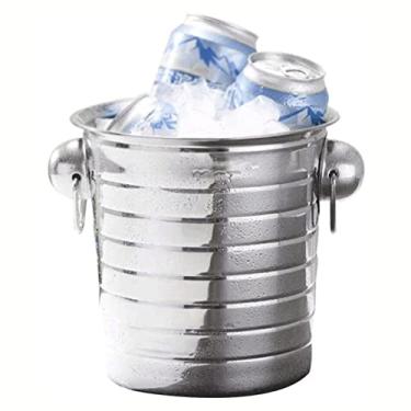 Imagem de Balde de gelo Feiyx, refrigerador de garrafa de vinho de aço inoxidável, balde de gelo durável, utensílios de balde de gelo de vinho de cerveja, ótimo para festa e piquenique (tamanho: grande)