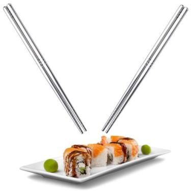 Imagem de Conjunto de Palitos de Sushi Hashi em Aço  Design Japonês e Asiático -