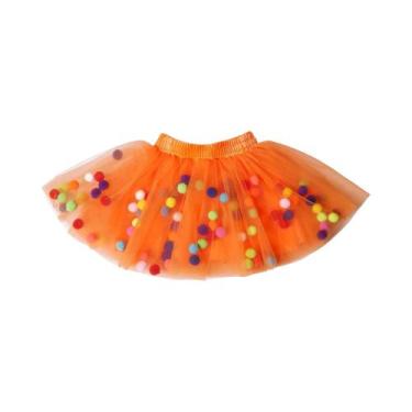 Imagem de Saia Tutu Infantil de Tule com Pompom - Vestido de Princesa para Menin