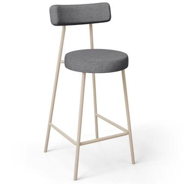 Imagem de Banqueta Baixa Cozinha Sala Jantar Bancada Milão Arena L02 Linho Cinza Escuro - Lyam Decor