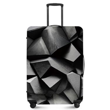Imagem de ANNA QUEEN Capa protetora de mala de viagem antiarranhões, capa de bolsa extensível, lavável e durável de poliéster, Preto 3D, L(fits 28-30Inch suitcase)