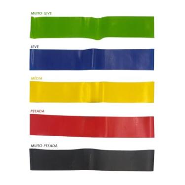 Imagem de Kit 5 Faixas Elásticas de Resistência – Extra Leve a Extra Pesada | Exercícios, Alongamento, Treino em Casa, Pilates e Yoga, Core | Látex Premium Antiderrapante