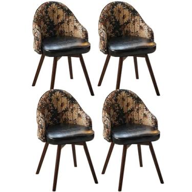 Imagem de HGTRH Cadeira giratória para sala de jantar, poltrona estofada, pernas de madeira, rotação de 360°, cadeira de destaque para quarto, sala de estar, escritório, B, 4 peças