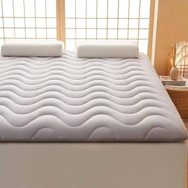 Imagem de Yadlan Colchão japonês, 100% espuma confortável de alta densidade, colchão dobrável espesso, tapete de tatami, ideal para conforto e suporte, cinza 3 cm 180 x 200 cm